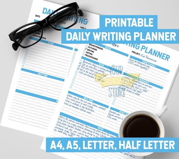 Writing Planner Printable / Daily planner printable insert / | Etsy
