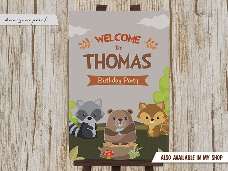 Digital Buntings Woodland Buntings Woodland Birthday Banner Forest Party Banner Printable Party Decoration Woodland Party Banner