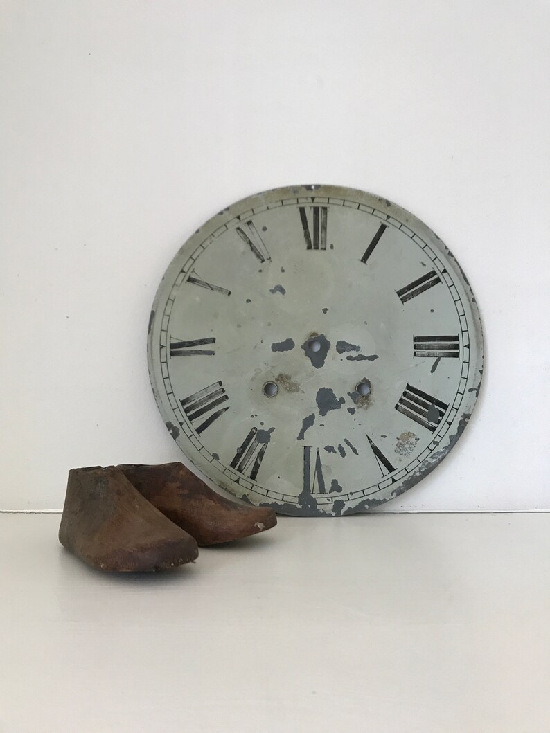 Large Antique Metal Wall Clock Face Vintage Decor Unusual Original