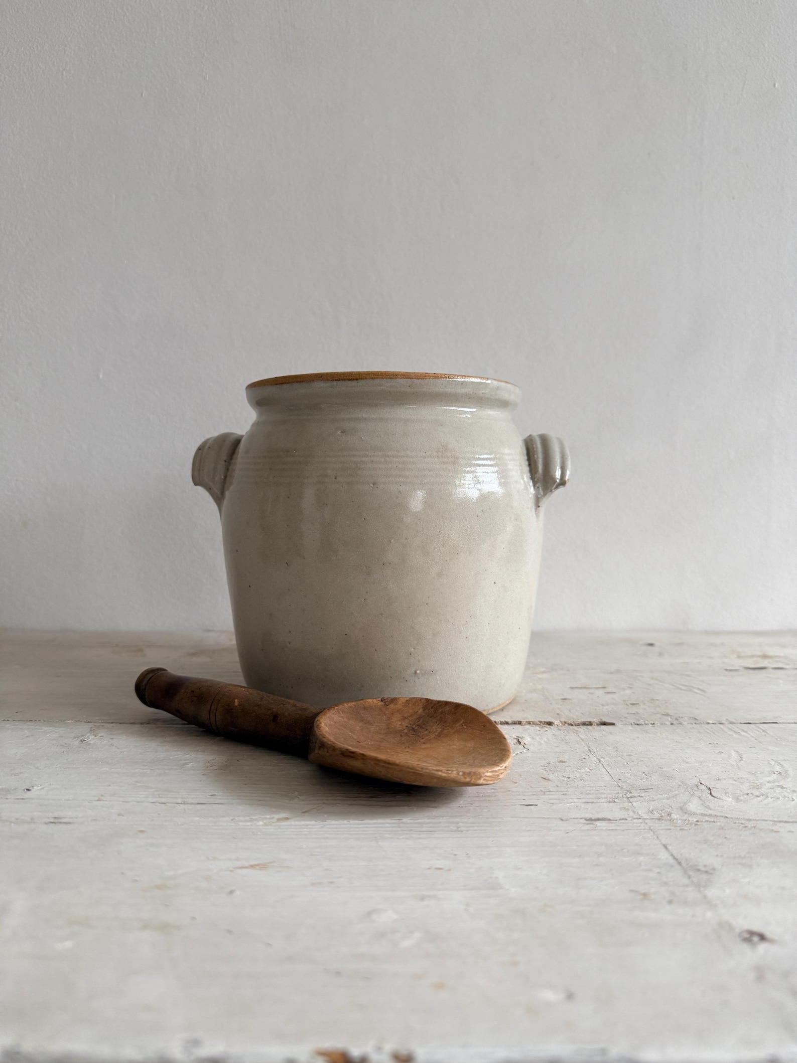 French Antique Stoneware Confit Pot