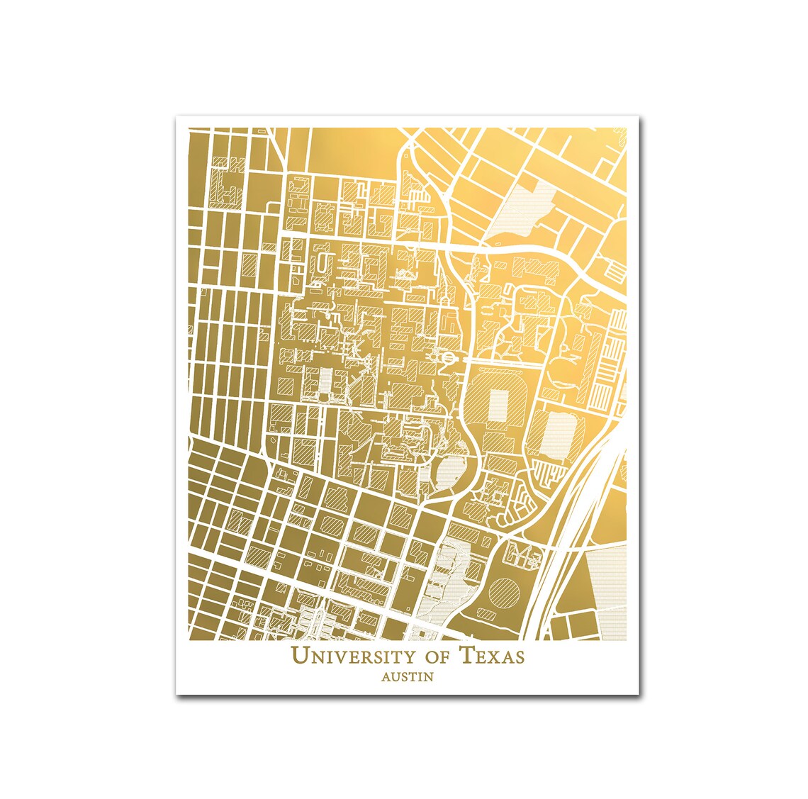 University of Texas at Austin Campus Map Map of UT Austin | Etsy