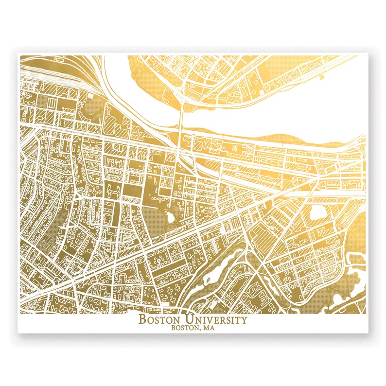 Boston University Map Genuine Foil Campus Map of Boston - Etsy