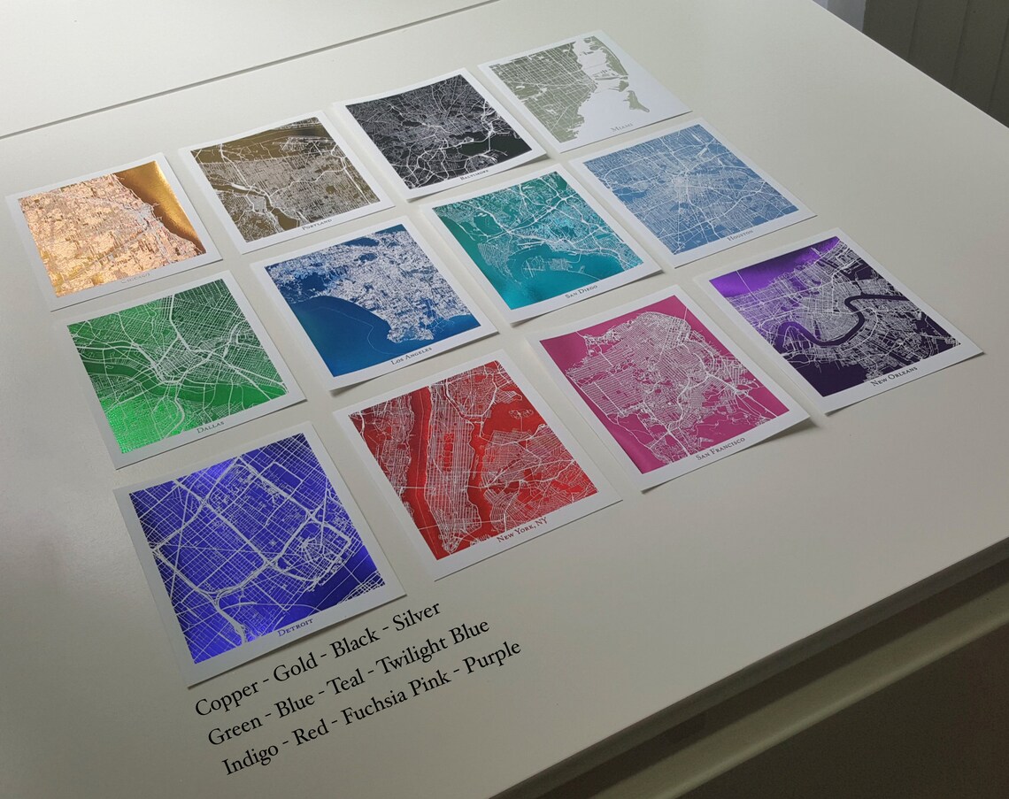 Washington D.C. Map Gold Foil Map of Washington DC Metallic Etsy