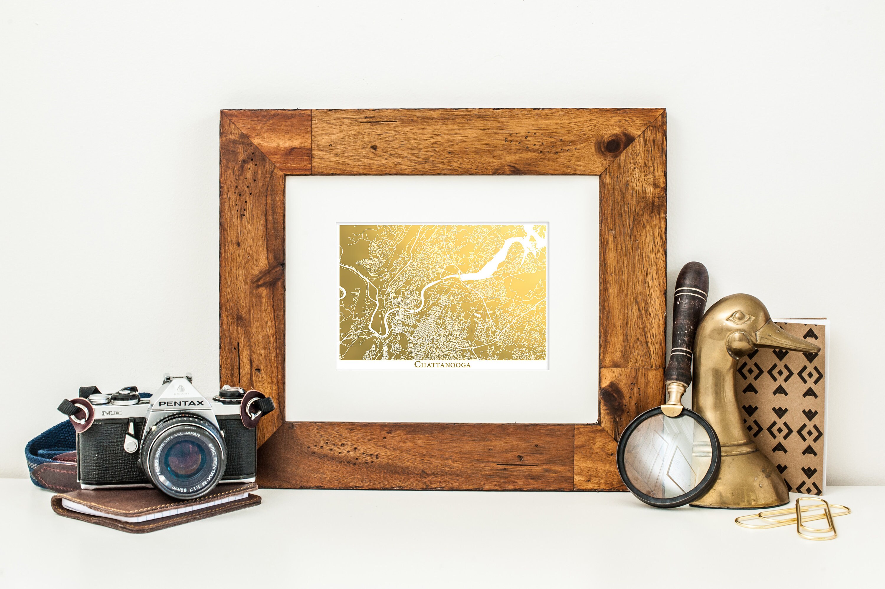 Art & Collectibles Gold Foil Map Map Print Chattanooga Map Gold Foil