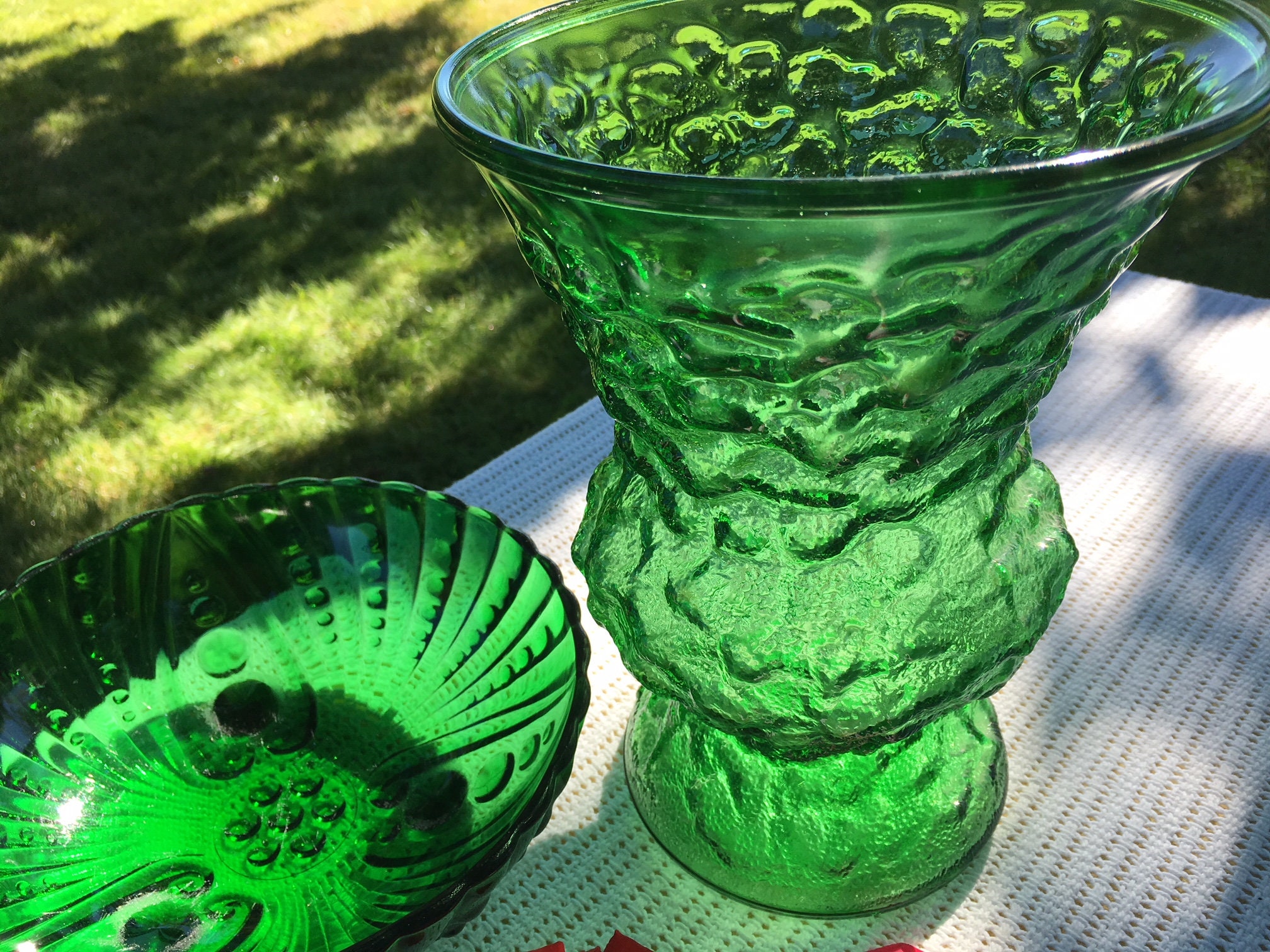 Vintage Emerald Glass Collection Etsy