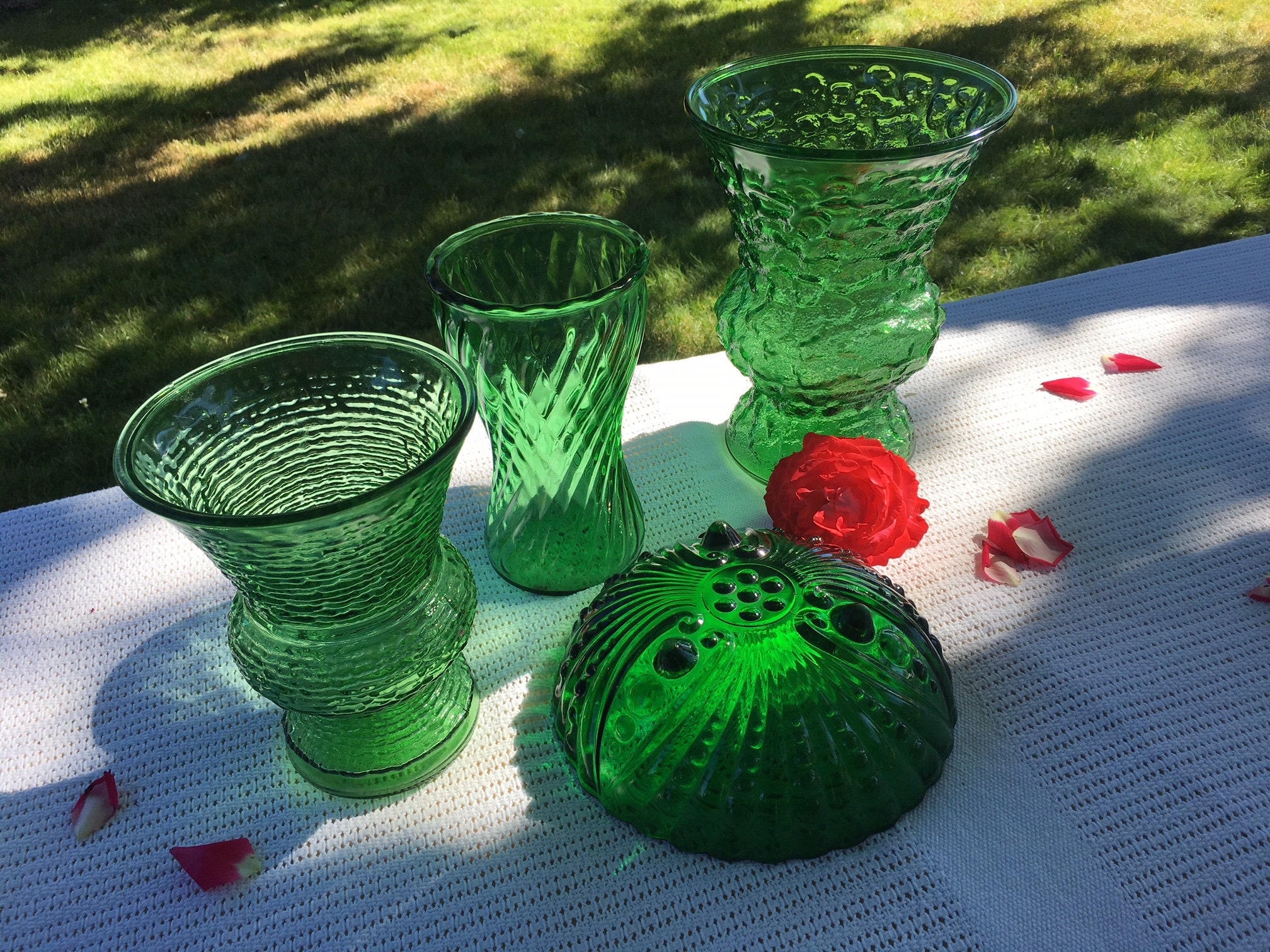 Vintage Emerald Glass Collection Etsy