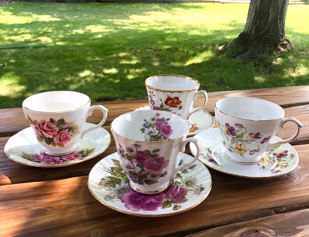 4 Tea Cup and Saucer Sets, Duchess, Bone China, England Etsy