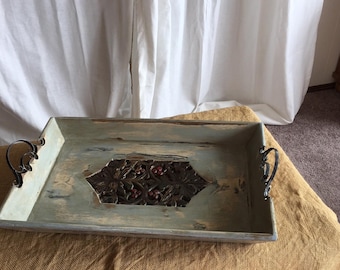 Blue Hand Carved Tray