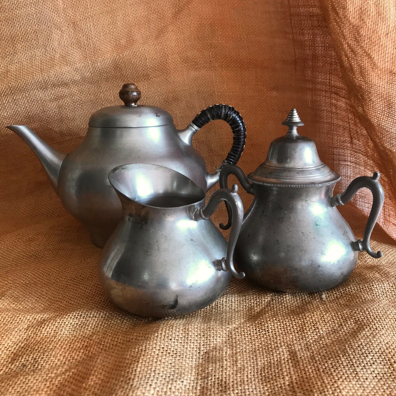 Pewter Tea Set Vintage Made in Holland Etsy