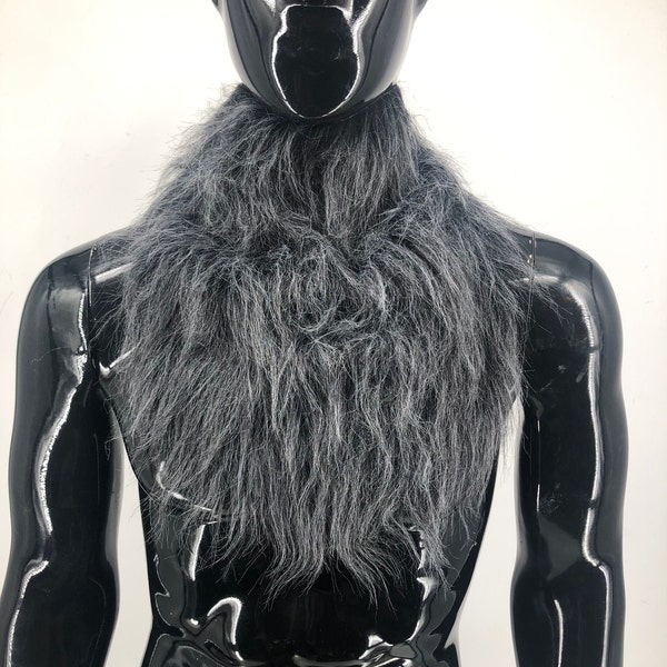 Grijze harige nek borst cover weerwolf toevoegen aan elk volwassen Halloween-masker of kostuum