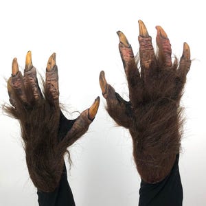 Brown Beast Hands Monster Claws Adult Scary Halloween Costume Gloves