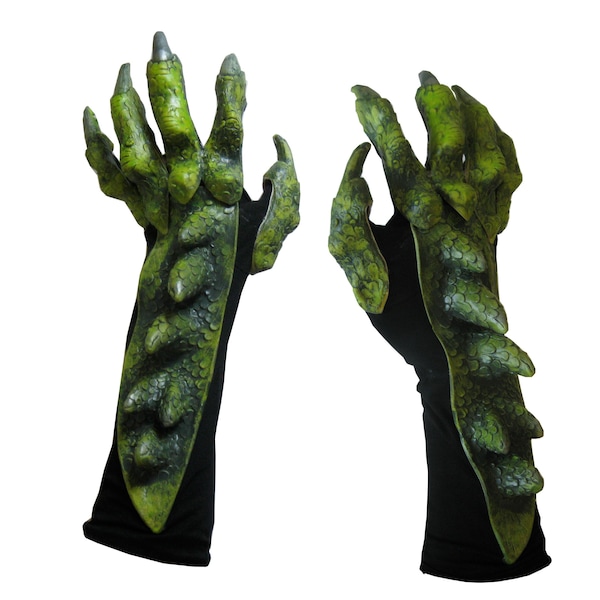 Griffes de dragon vertes mains lézard reptile adulte Halloween fait main USA Costume gants