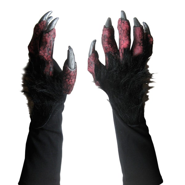 Gants de costume pour adultes Halloween Griffes du Diable Rouge fabriqués à la main aux États-Unis