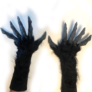 Long Fingered Black Beast Ape Hands Claws Adult Halloween Costume Accessory