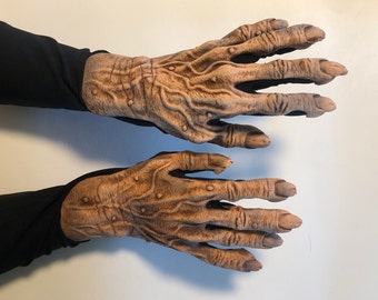 Old Man & Woman Flesh Hands Adult Halloween Hand Made USA Costume Gloves