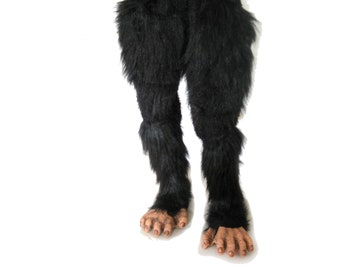 Monkey Legs and Feet Black Hairy Ape Pants and Feet Adult Halloween Costume Accessory