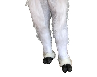 White Legs and Hooves Hairy Pants & Hooves Adult Halloween Cow Costume Combo