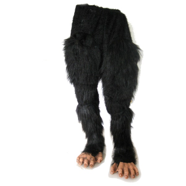 Jambes et pieds de singe Pantalon et pieds de singe poilu noir Accessoire de costume d'Halloween pour adulte