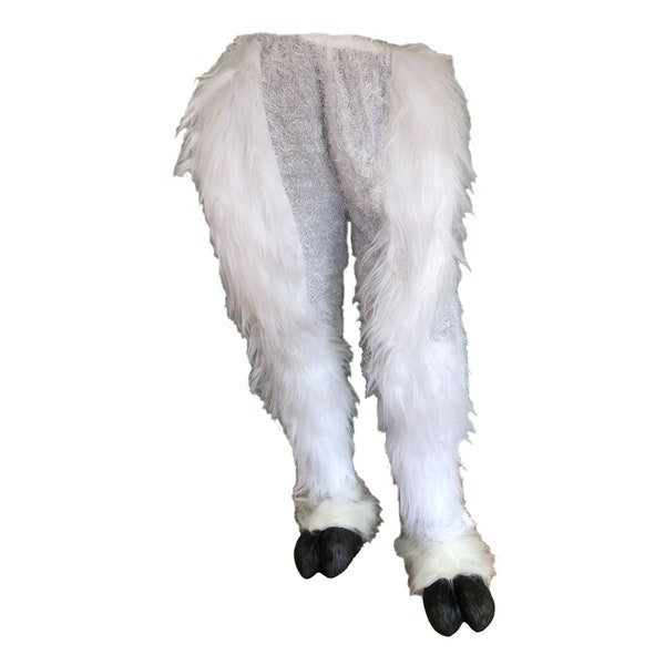 White Legs and Hooves Hairy Pants & Hooves Adult Halloween Cow Costume Combo