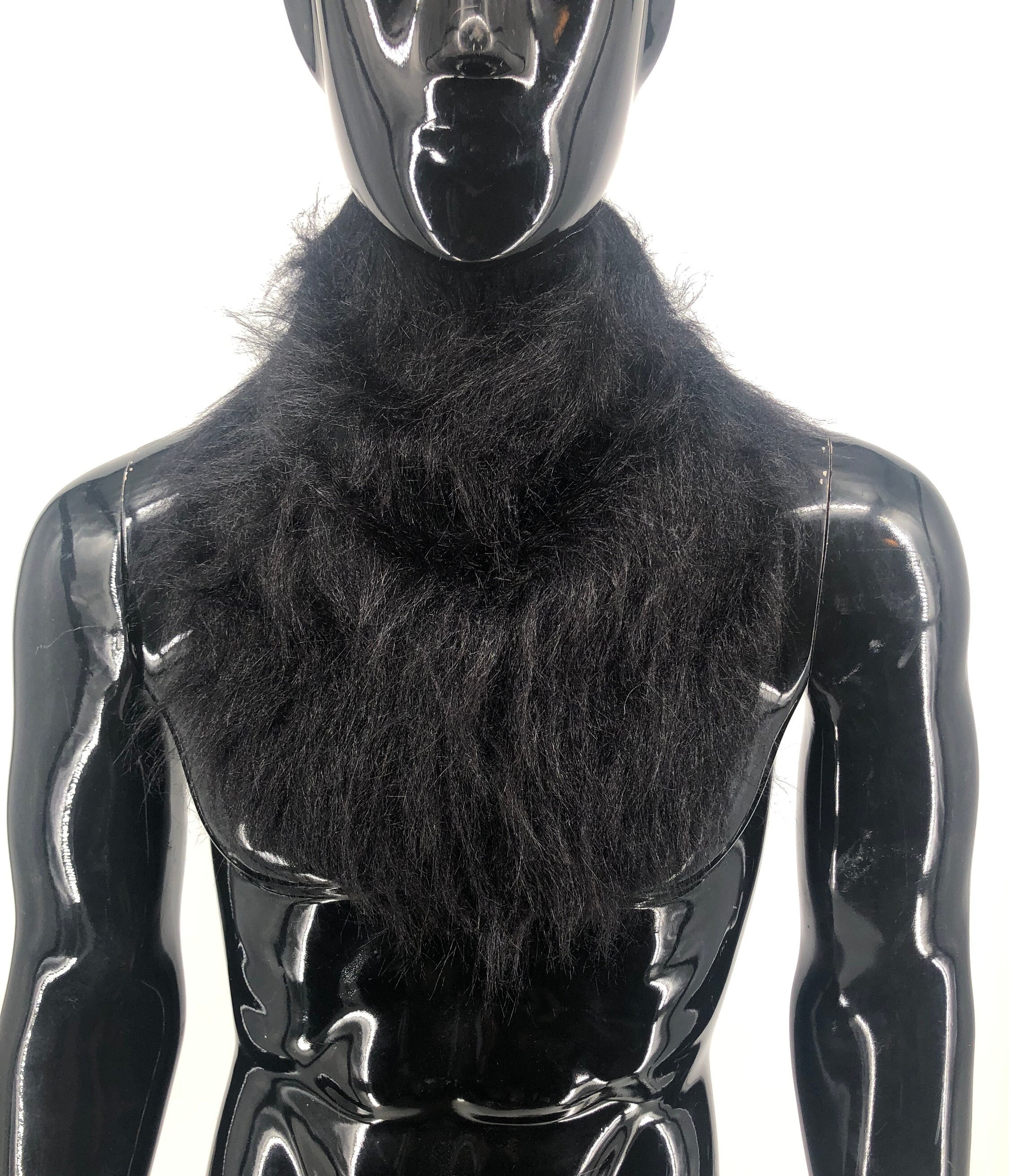 Black Hairy Neck & Chest Collar Ape Gorilla Adult Halloween Costume ...