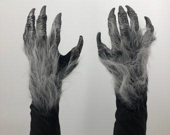 Silver Beast Hands Monster Claws Adult Scary Halloween Costume Gloves