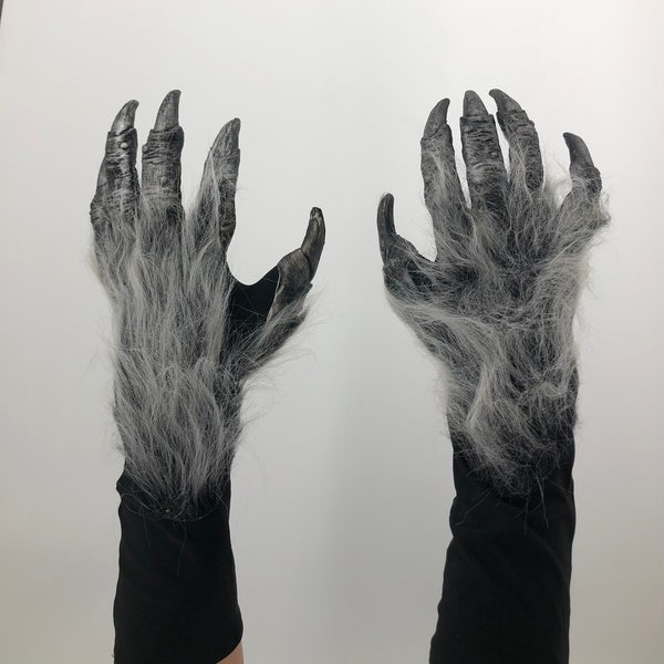 Silver Beast Hands Monster Claws Adult Scary Halloween Costume Gloves