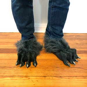 Gray Beast Clawed Feet Werewolf Animal Adult Shoe Covers Halloween Costume
