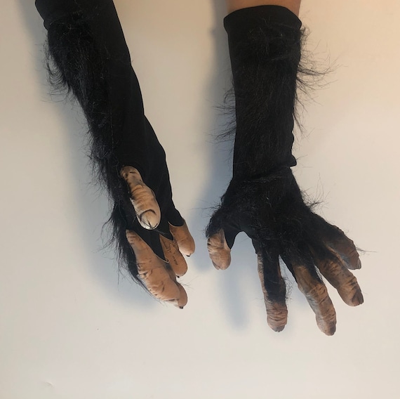 Guanti per costume da scimpanzé mani scimmia scimpanzé adulto peloso  spaventoso Halloween fatti a mano negli Stati Uniti -  Italia
