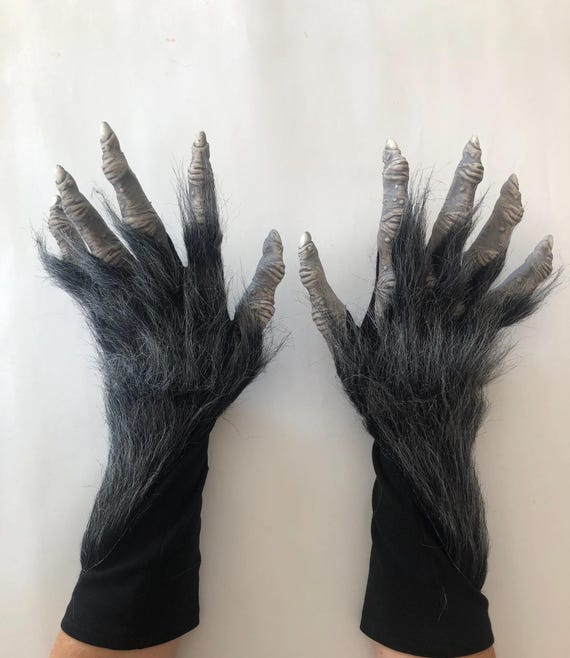 Werewolf Furry Hands Adult Grey Werewolf Furry Hands Adult Grey