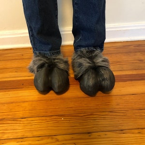 Gray Beast Hooves Feet Horse Faun Satyr Adult Shoe Covers Halloween Costume