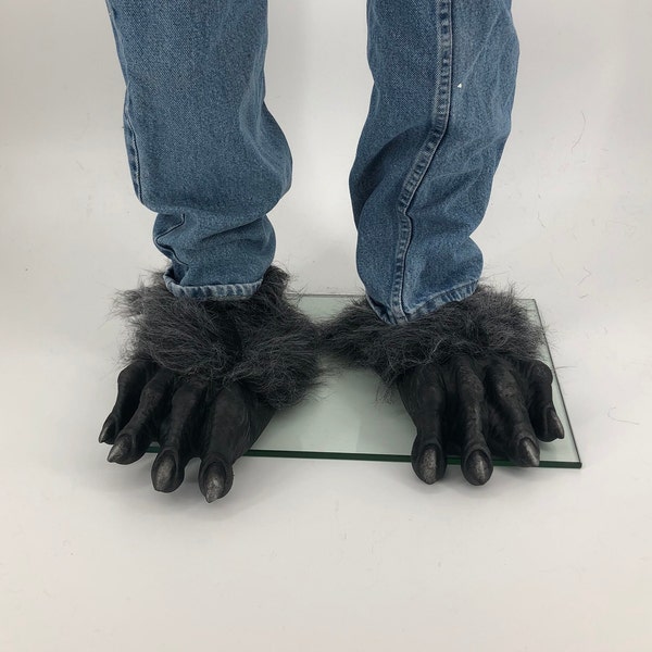 Gray Beast Clawed Feet Werewolf Animal Adult Shoe Covers Halloween Costume