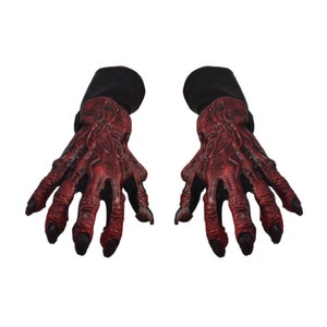 Red Devil Hands Adult Demon Scary Halloween Costume Gloves