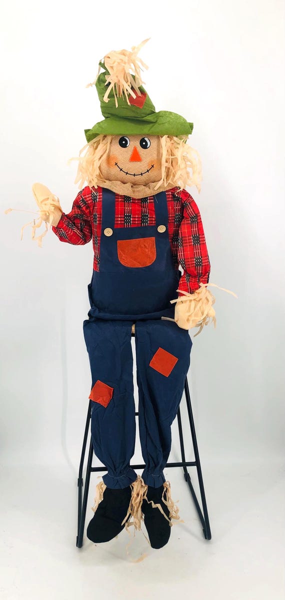 63" Large Sitting Scarecrow Fall Harvest Decor Decoration