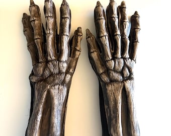 Oude skelethanden volwassen Rotting Undead Halloween-kostuumhandschoenen
