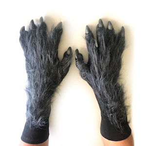Gray Werewolf Beast Claws Hands Adult Halloween Hand Made USA Costume Gloves