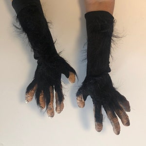Chimp Hands Ape Monkey Chimpanzee Adult Hairy Scary Halloween Hand Made USA Costume Gloves