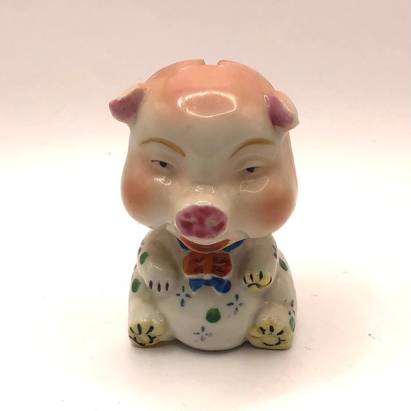 Ceramic Piggy Coin Bank Vintage Pig Made in Occupied in Japan 3.25"