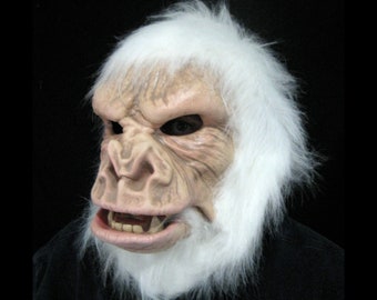 Albino Gorilla Mask White Ape Costume Adult Halloween Moving Mouth Mask