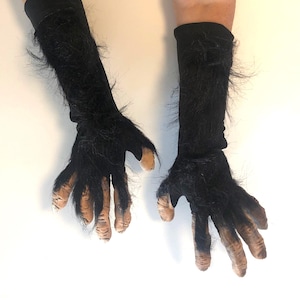 Mani di scimpanzé scimmia scimmia adulto peloso spaventoso Halloween fatto a mano USA guanti costume