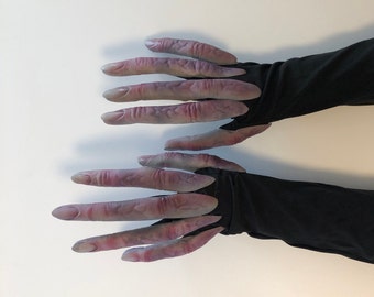 Alien Hands Long Fingers Spaceman Monster Scary Adult Halloween Costume Gloves