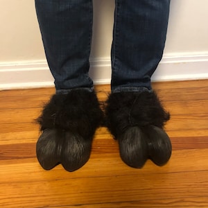 Black Hooves Feet Bull Minotaur Adult Shoe Covers Halloween Costume