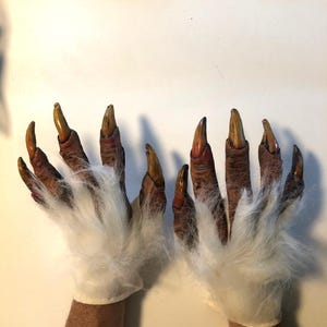 White Yeti Beast Claws Hands Adult Halloween Hand Made USA Costume Gloves