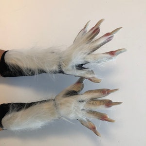 Weißer Werwolf Hände Klauen Yeti Beast Erwachsene Halloween Hand Made USA Kostüm Handschuhe
