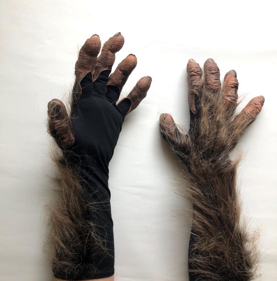 Werewolf Furry Hands Adult Grey Werewolf Furry Hands Adult Grey