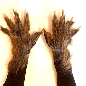 Brown Werewolf Beast Claws Hands Adult Halloween Hand Made USA Costume Gloves