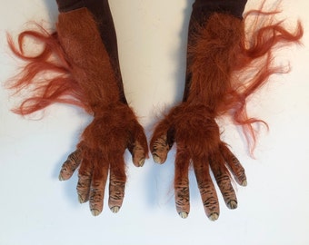 Orangutan Hands Ape Monkey Adult Hairy Scary Halloween Hand Made USA Costume Gloves