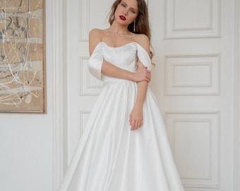 Ball gown wedding dress Ivonn. Satin wedding dress | Reception dress | Minimalist wedding dress