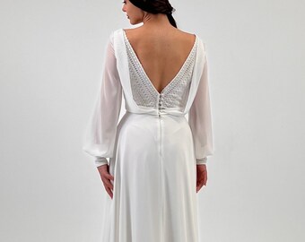 Robe de mariée de plage Linda, robe de mariée, robe de mariée simple, robe de mariée bohème, robe de mariée moderne, robe de mariée unique