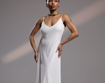 Abito da sposa semplice Gratia, abito da sposa Cami, abito bianco sporco, abito Camisole, cinghie per abiti da sposa, abito con cinghie, abito minimalista,