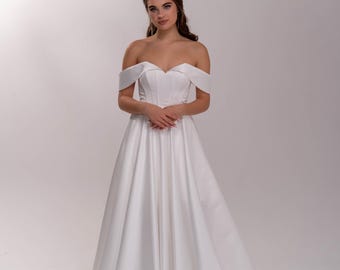 Modest wedding dress Aneta ,minimalist dress,simple wedding dress, a-line silhouette,plus size dress
